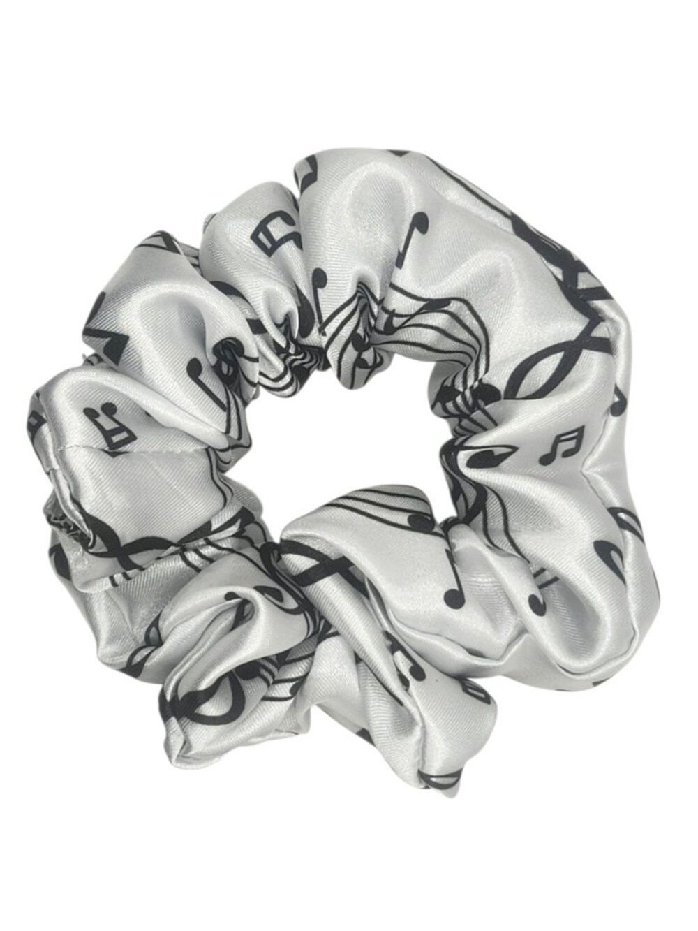 Satin Hair Scrunchie Music Notes Print